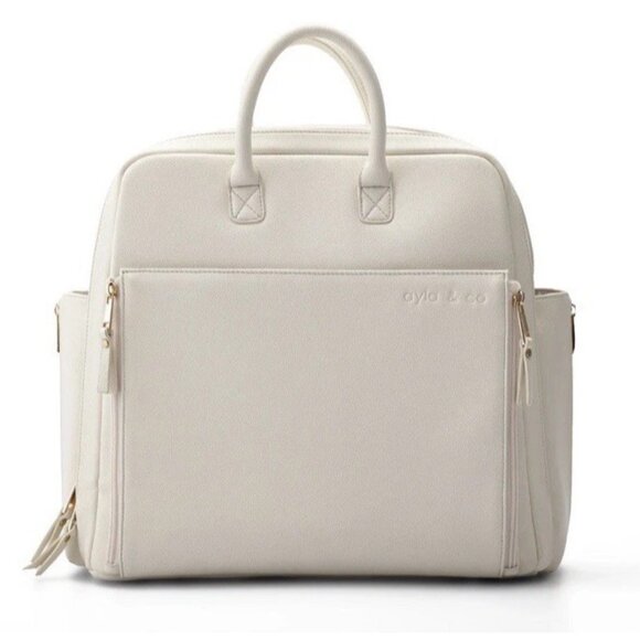 AYLA Co DIAPER BAG white cream Women’s Large Bag Travel Multipocket Carryon - Picture 3 of 16